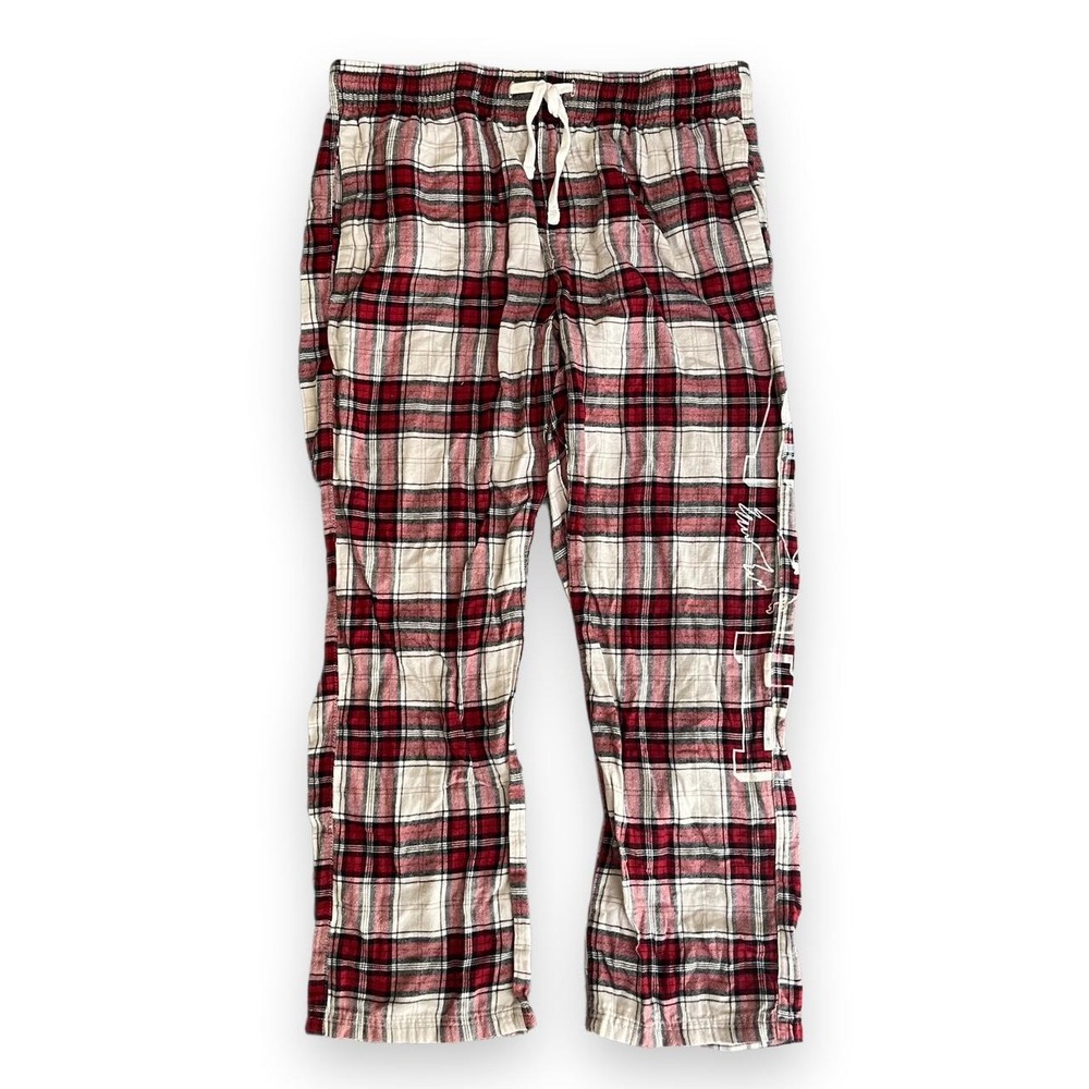 American Eagle Mens 32-34 Red Plaid Lounge Pajama Pants Drawstring Pockets